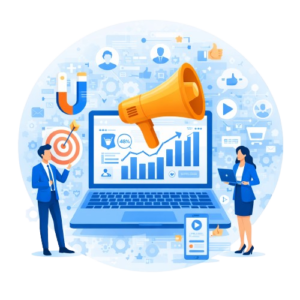 Dịch vụ Bizco Digital Marketing System giúp doanh nghiệp triển khai hệ thống marketing số bài bản, kết nối các kênh online, quản lý dữ liệu khách hàng và tạo ra nguồn khách hàng tiềm năng bền vững.